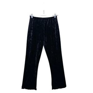 Vtg RAVE CITY Black Crushed Velvet Pull On Flare Pants Y2K Whimsigoth Witch Sz M